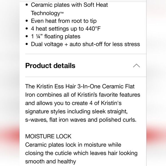 Kristen Ess 3-In-One Flat Iron Hair Straightener - 1 1/4 - Picture 5 of 9